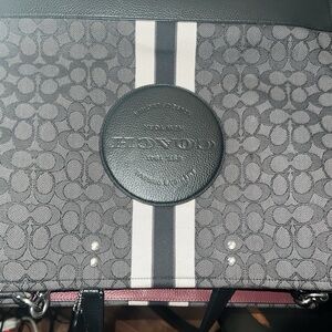 Coach Black and Gray Messenger Bag with Signature Design